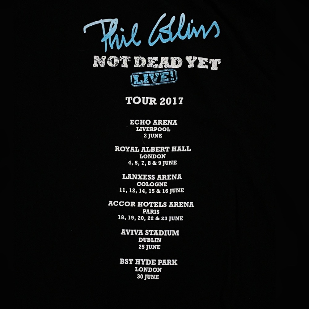 Vintage Black XL Phil Collins Band/Tour Merch, 2017 Not Dead Yet LIVE T-Shirt - Picture 3 of 6